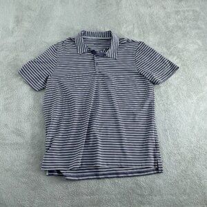 Adidas Mens XL Striped Polo Shirt Dark Blue & White Nebraska Logo Golf Top 3306